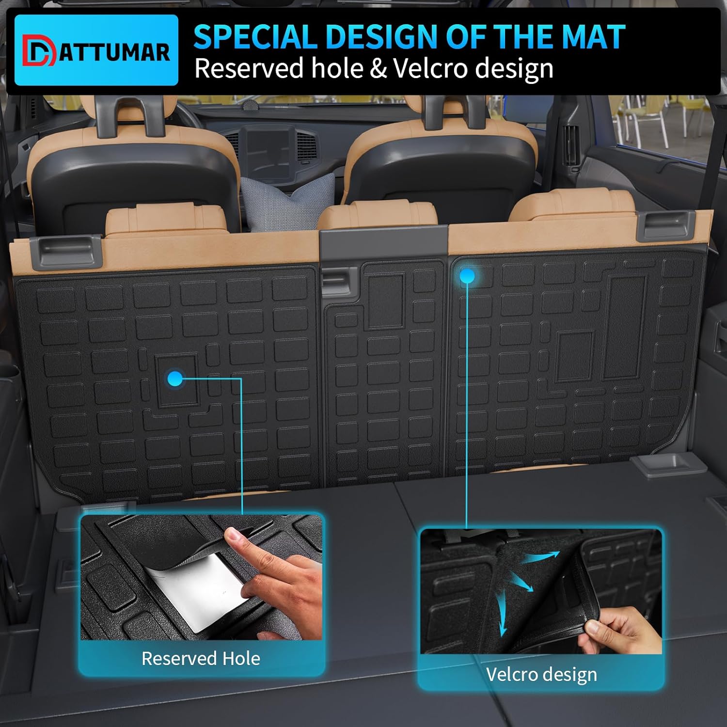 Back Seat Cover Compatible with 2010-2024 Toyota 4 Runner 7 Seat Kick Mats TPE All Weather Back Seat Cover Protector 2023 4Runner 7-Seater Accessories (2nd Row Backrest Mats)