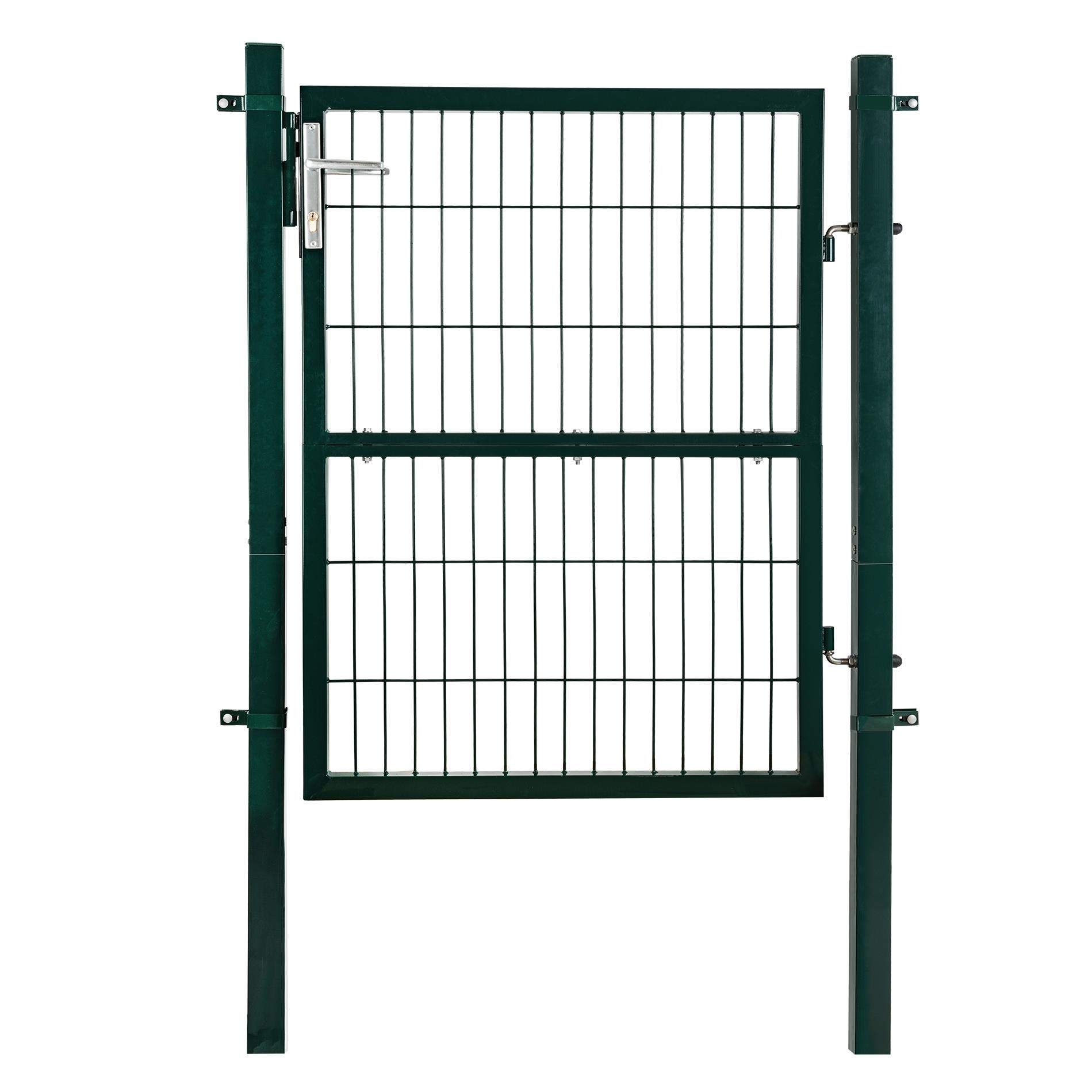 ESTEXO Gartentür Gartentor Zauntür Hoftür Gartenpforte Hoftor Gartenzaun Tor inkl. Pfosten, Schloss, Türklinke und Schlüssel (RAL 6005 Grün / 1,20 m)