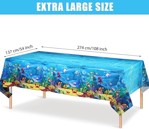 Miniatura 2 de Tiamon Paquete de 3 manteles para fiesta marina, animales del océano, mantel de mesa de criaturas submarinas y vida marina para niños, decoración de