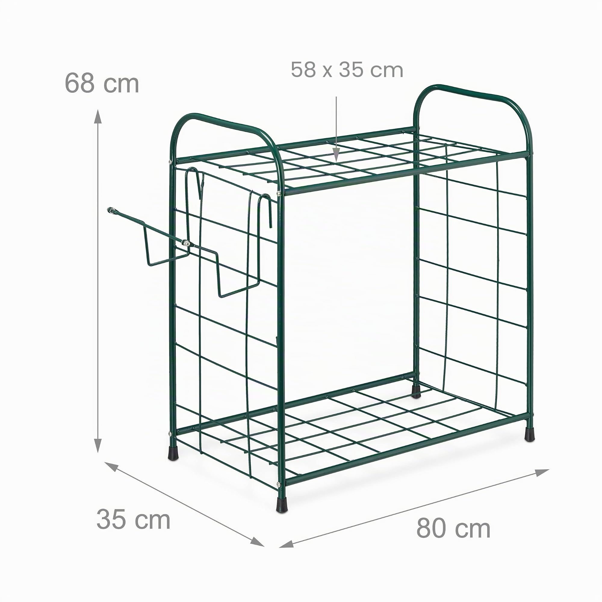 Relaxdays Support à appareils de Jardin, Rangement de bêches, truelles & balais, Ordre, Étagère à appareils 68x80x35