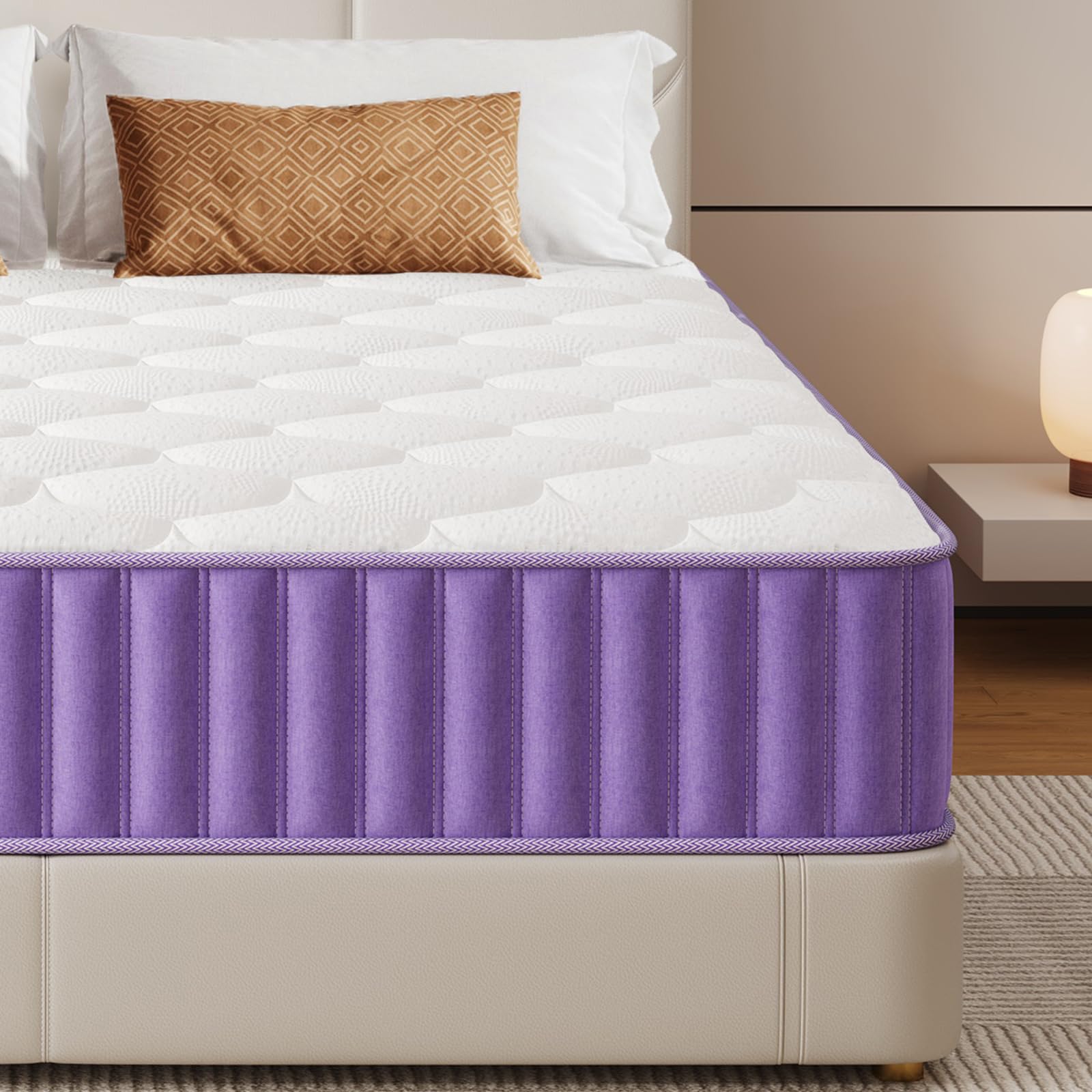 King Size Mattress 10 Inch Medium Firm King Mattress with Memory Foam & Individually Pocket Sprungs, 7-Zone Support Hybrid Mattresses for Back Pain Relief, 3D Breathable Fabric, Motion Isolation