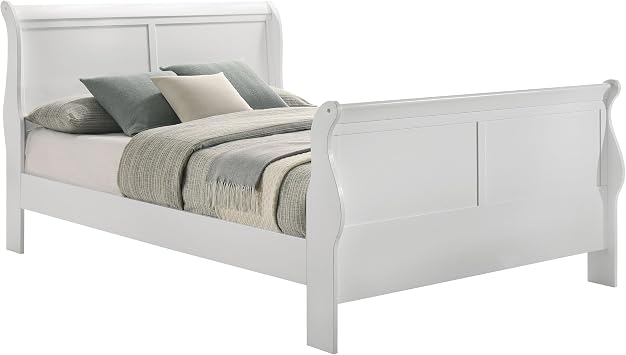 Coaster Home Furnishings Louis Philippe Traditional Wood Full Size Sleigh Bed Frame 47-inch Headboard White 204691F