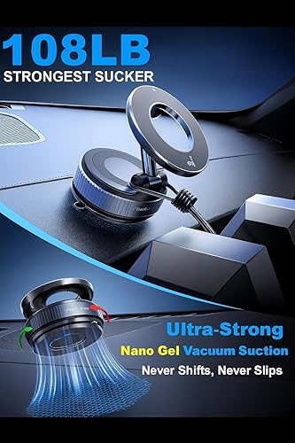 Miniatura 8 de UPTOWN Soporte magnético para teléfono de nano gel de 360 mejorado, soporte para automóvil compatible con MagSafe, ventosa ultra fuerte y agarre