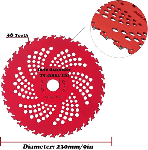Miniatura 2 de IRmm Cuchillas cortadoras de brocha con punta de carburo de 9 x 36 dientes y cuchillas de 10 x 3 dientes para cortador de cepillo, recortador,