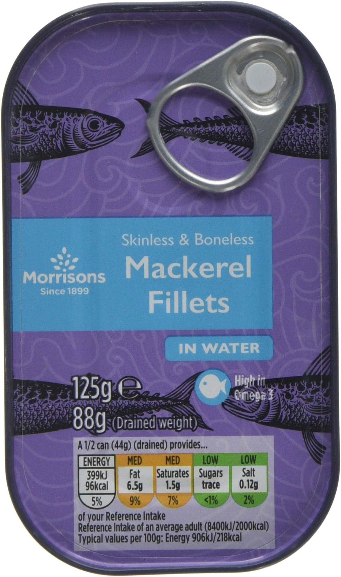Morrisons Mackerel Fillets in Water, 125 g, Pack of 10