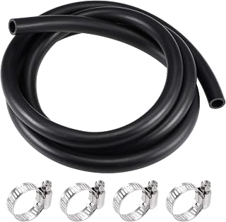 sourcing map Lubricating Oil Hose 14mm ID 18mm OD 6.6ft Rubber Water Hose Black, 4 Clamps