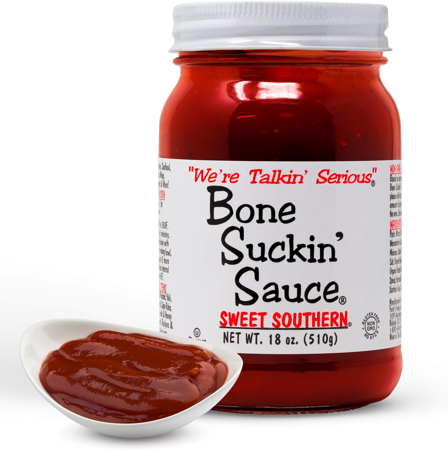 Sauce Sweet Southern BBQ Sauce, Gluten-Free, Non-GMO, Kosher, Barbecue Sauce Sweetened with Cane Sugar & Molasses, All-Purpose Barbecue Sauce, For Ribs, Chicken, Pork, Beef (18 Ounces, Sweet Southern)