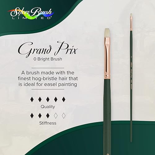 Miniatura 2 de Silver Brush Limited 1002 Grand Prix Bright - Brocha para pinturas al óleo, tamaño 0, mango largo