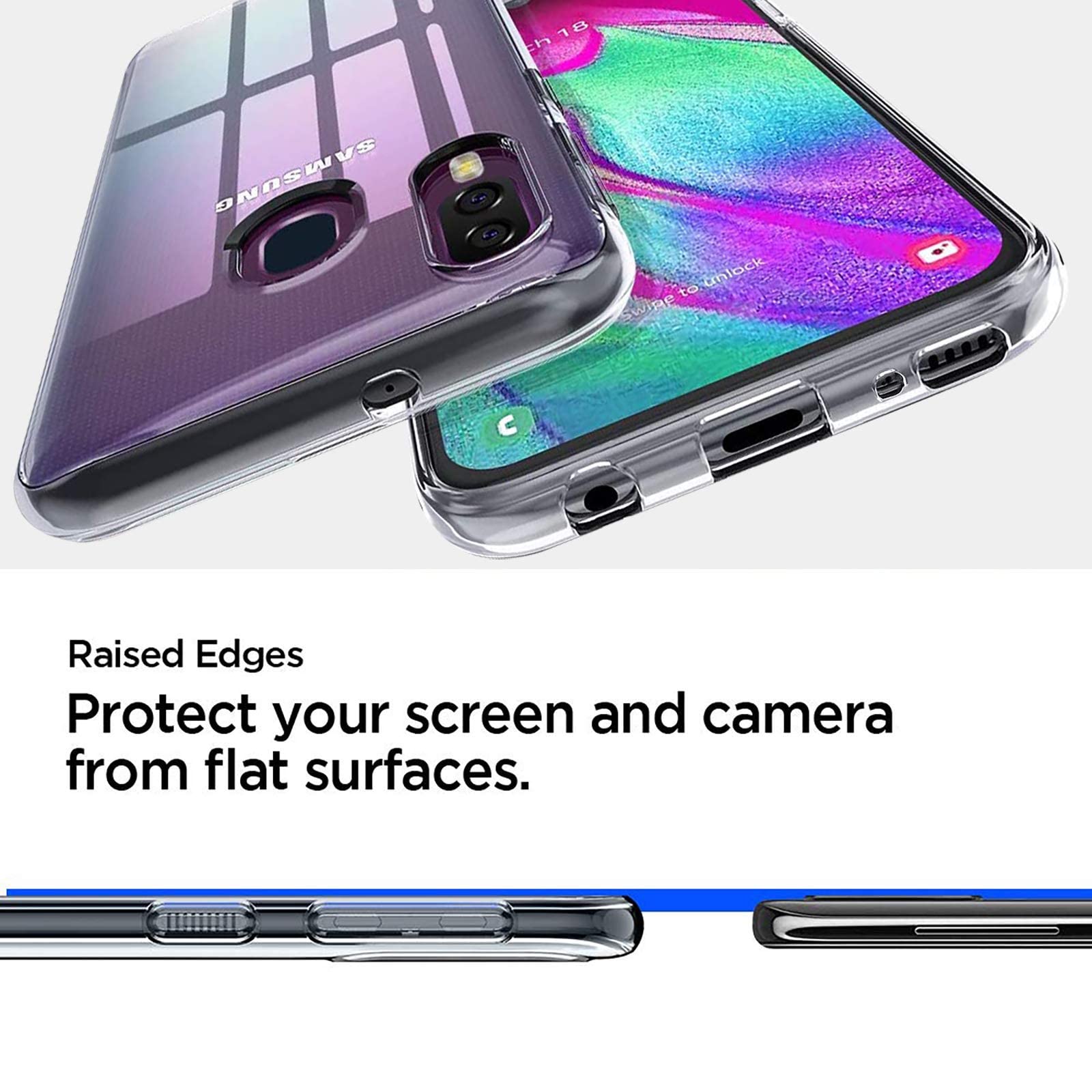 NEW'C Funda para Samsung Galaxy A40, Anti-Choques y Anti-Arañazos, Silicona TPU, HD Clara