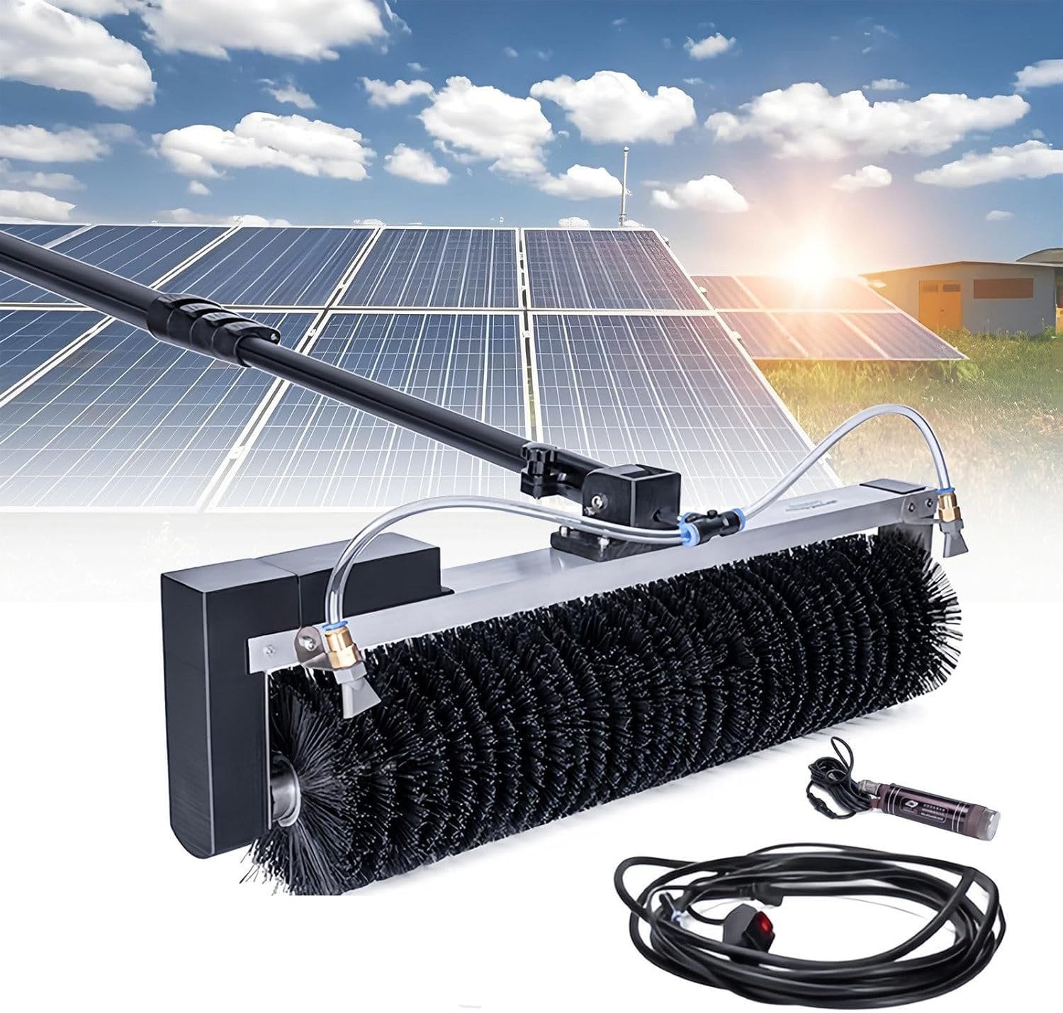 Aioneer Solar Panel Cleaning Brush With Telescopic Rod And Snap-On Design For Safe And Efficient Cleaning In Various Environments-7.5M(24.6ft)