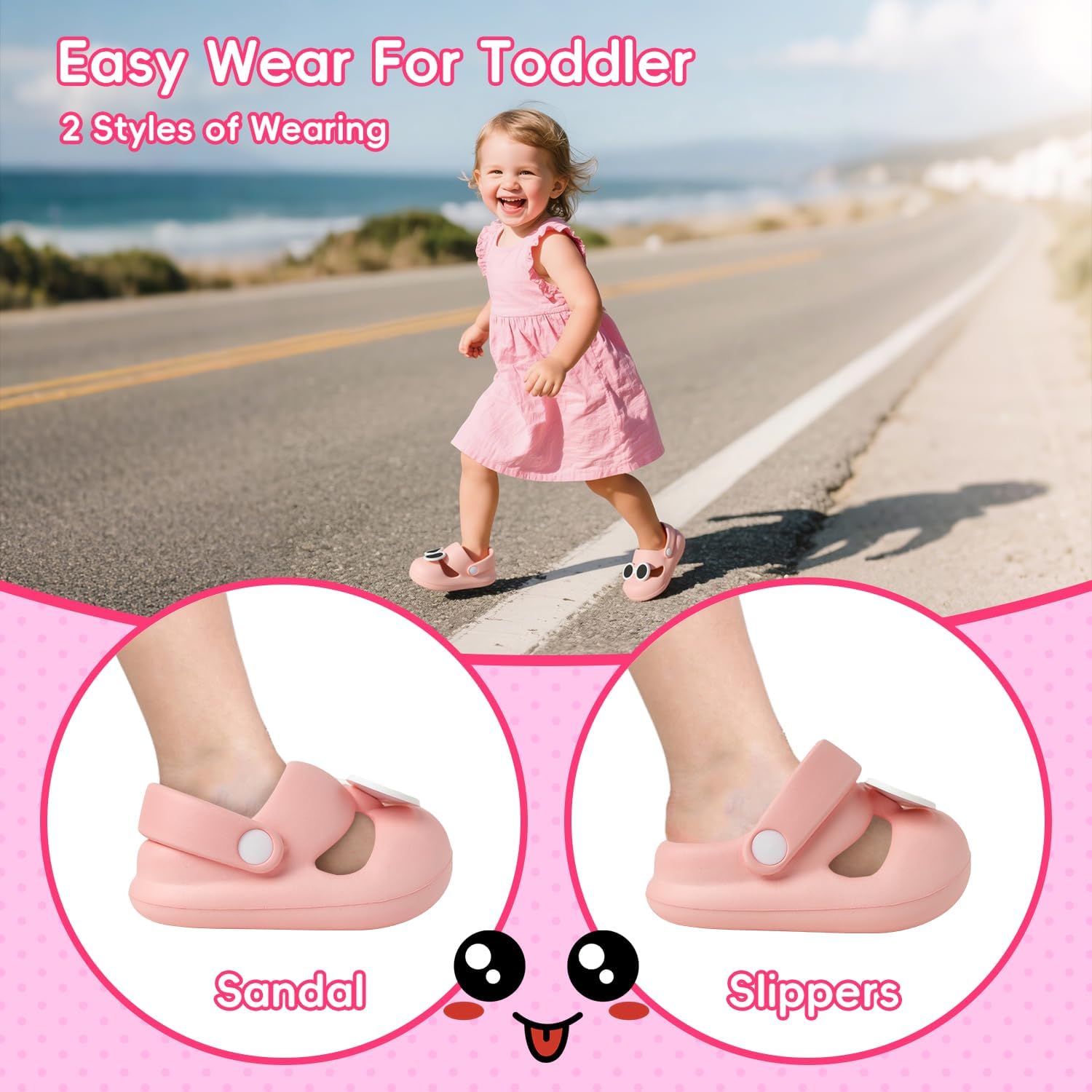 Toddler Boys Girls Slip On Walking Shoes Breathable Quick-Dry Lightweight Barefoot Slippers Slides Non-Slip Summer Outdoor Slip On Shoes