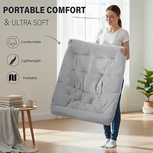 Miniatura 7 de Tiita Silla plegable con otomana recta, silla plegable de gran tamaño de piel sintética suave, silla perezosa, silla de luna con marco de metal para