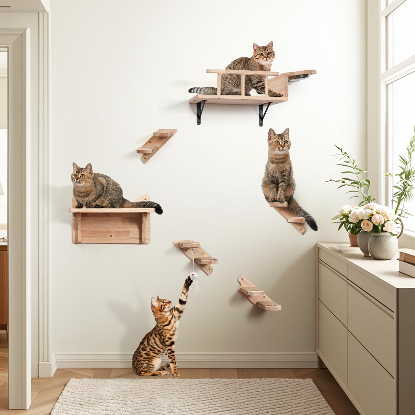 Existing Cat Set Cat Furniture Climbing Up Purrview Summit Shelf: Door Mounted Cat