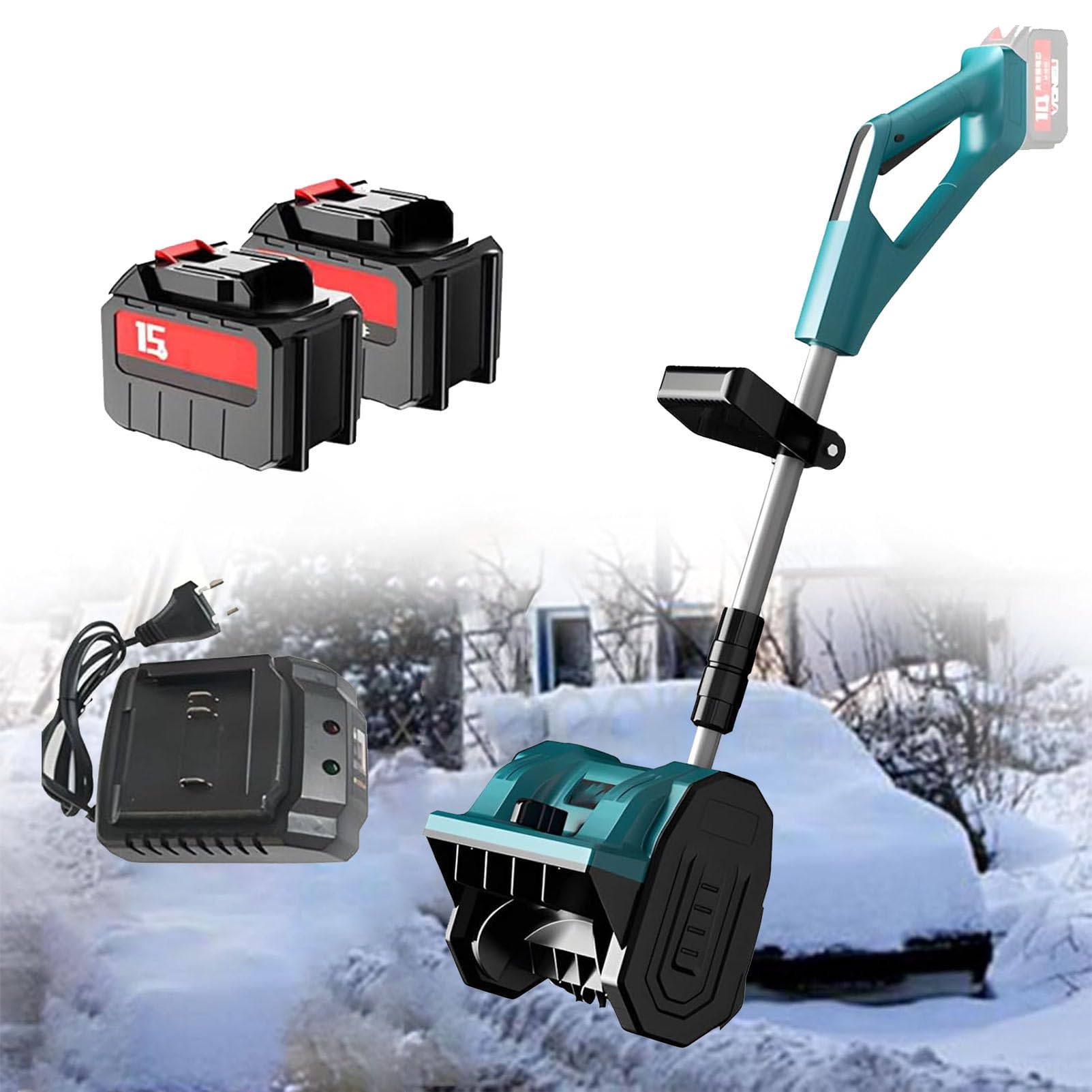 Pelle À Neige Électrique, Souffleuse À Neige Électrique 1200 W, De La Artefact De Déneigement Extérieur pour Terrasse, Chaussée D'usine (2Xbattery)