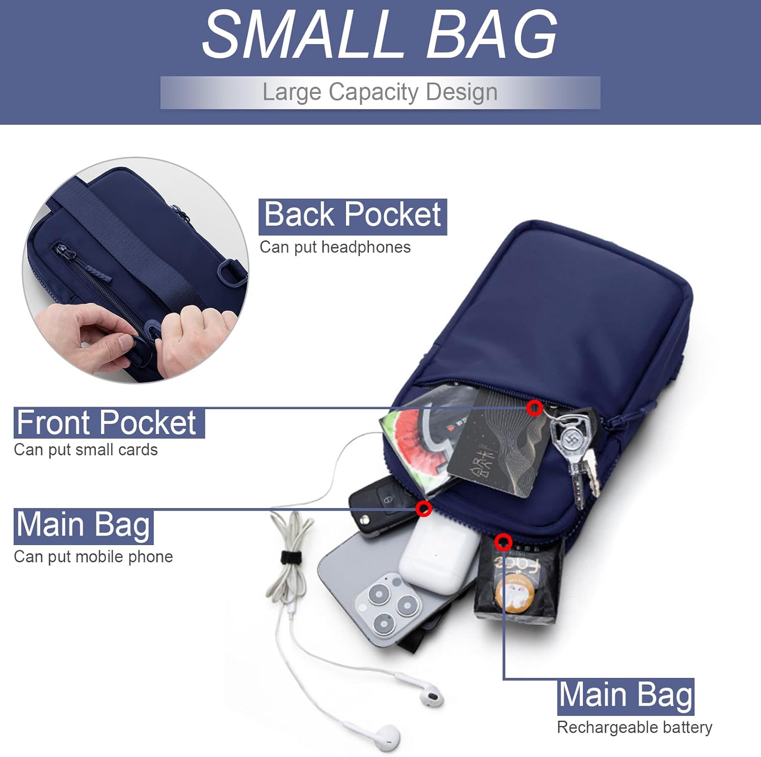 Casecret Small Crossbody Bag for Men Women Mini Sling Bag Trendy Casual Waterproof Phone Bag Chest Fanny Pack for Travel Sport Running - Image 5