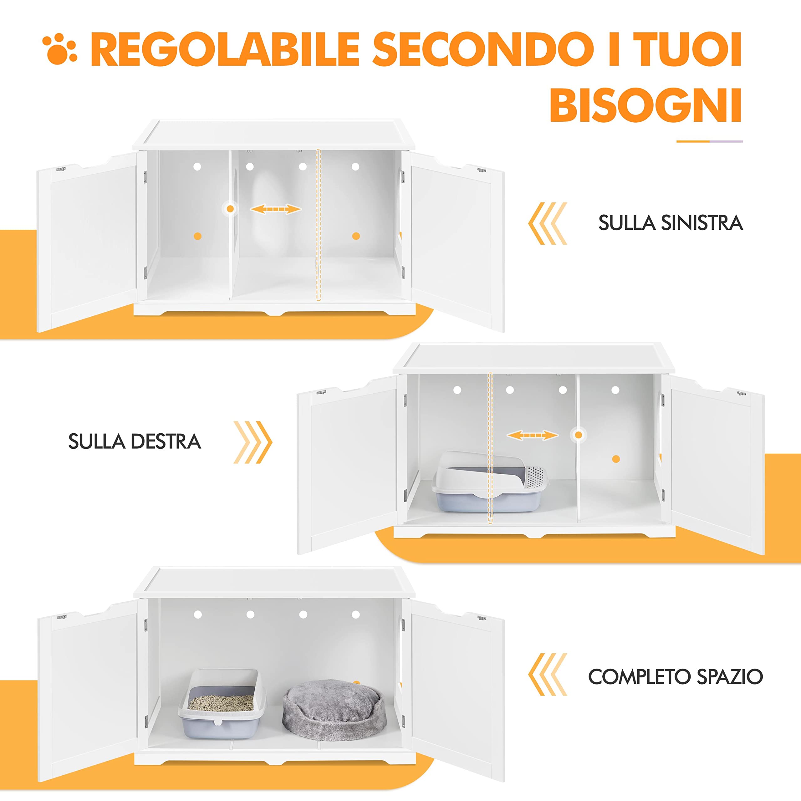 Casetta Per Lettiera Gatti Yaheetech - Legno, Bianco, 64x52x49cm - Foto 4