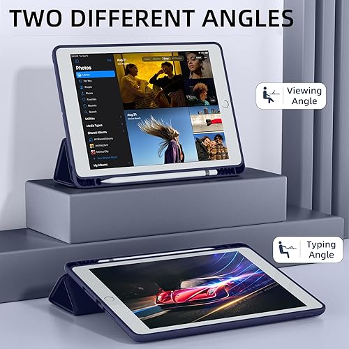 Miniatura 68 de Mastten Funda compatible con iPad de 9ª/8ª/7ª generación, para iPad de 10.2 pulgadas con soporte para lápiz, cubierta trasera de TPU Smart Stand