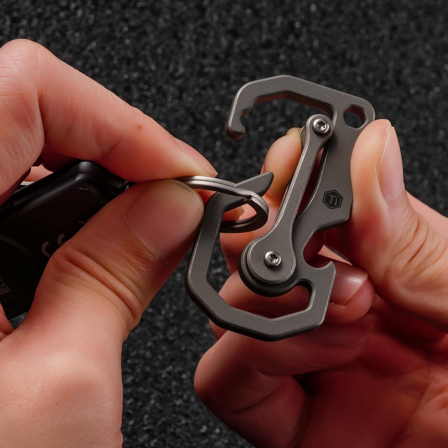 KeyUnity Titanium Carabiner Keychain Tool, 3 Functions in 1 Multitool for Everyday Carry (KU06) - Image 2