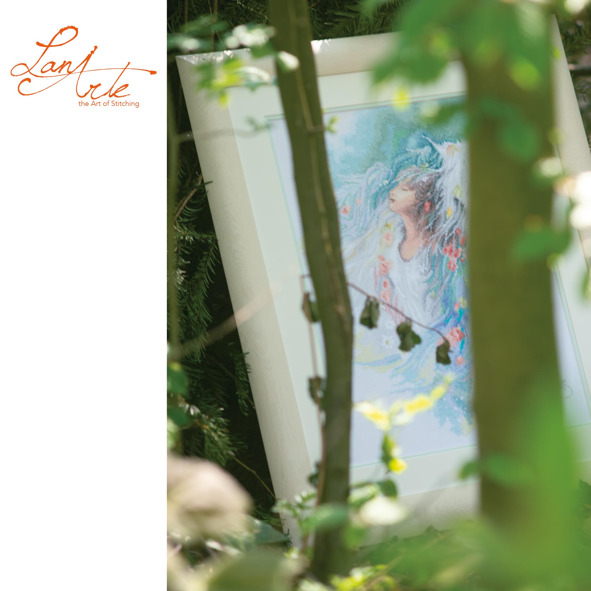 LANARTE Kit Punto Croce Contato "PENSIERI" Decorativi Per Pareti ca. 36 x 44 cm Set Fai Da Te Creativo Adulti Ricamo Casa Decor Arte Da Parete Kit Per Hobby Cross Stitch