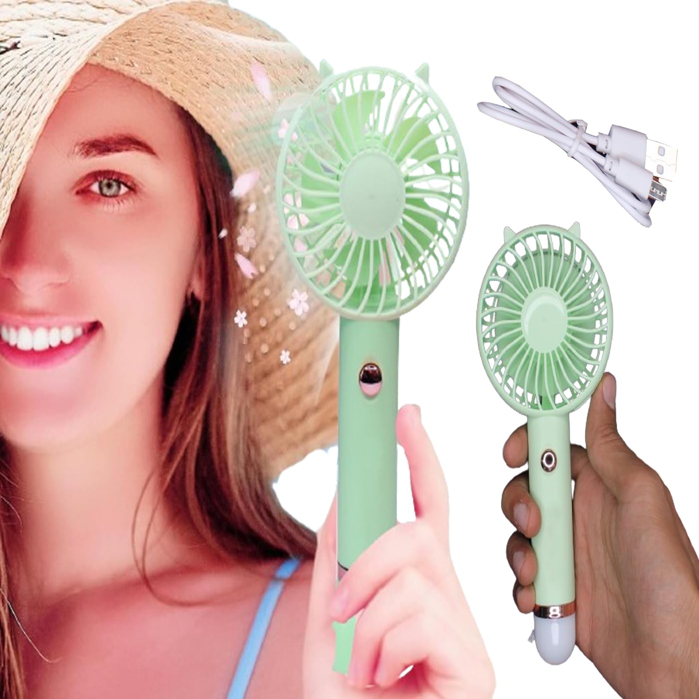 INAAYA Portable Mini Fan/USB Rechargeable Hand Fan/Detachable Noise Less Fan With Base/Makeup Fan With Light For Women, Men And Kids Use For Indoor And Outdoor Use Set Of 1 (B0CY99GJ8B) Amazon Price History, Amazon Price Tracker