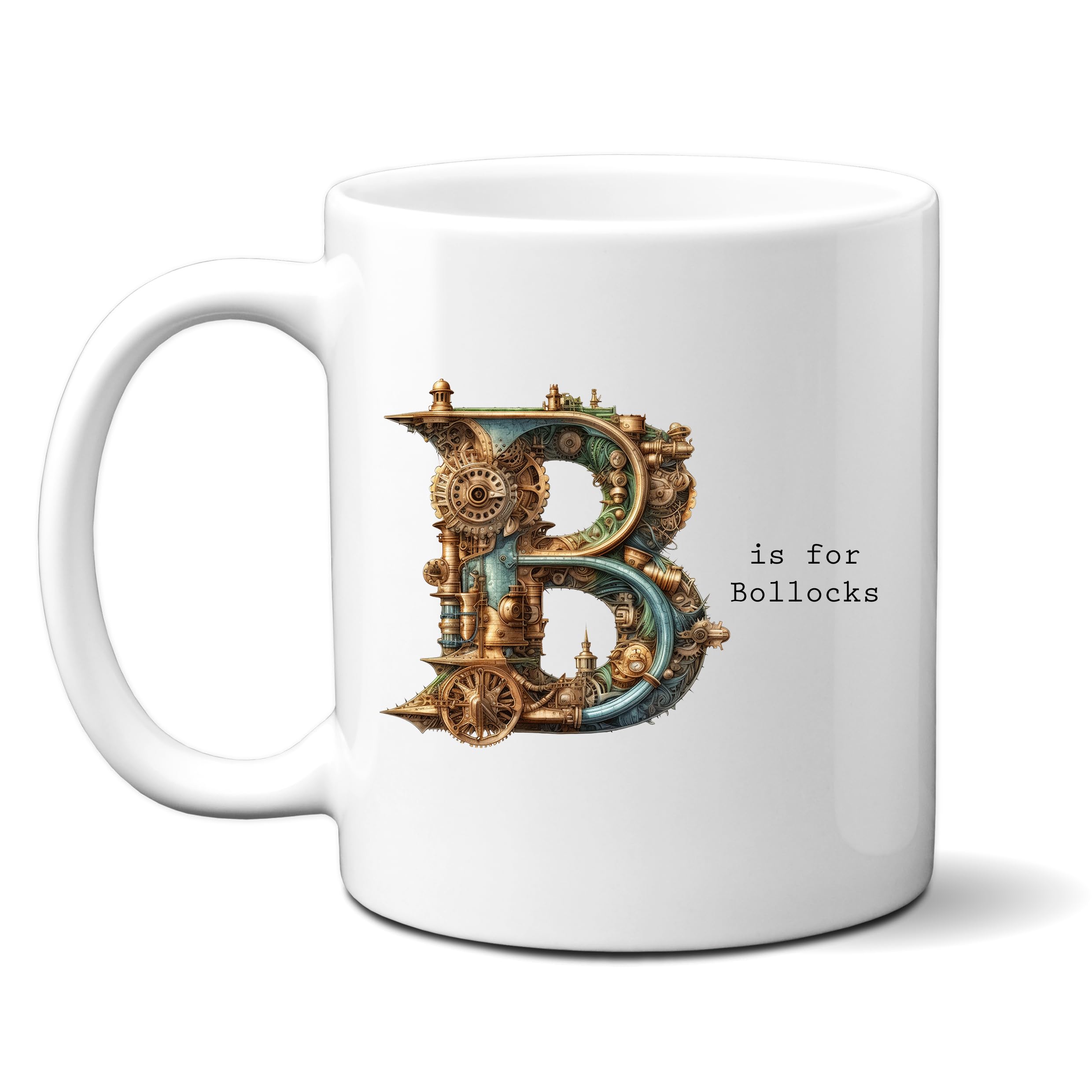 Denzie Digs B is for Bollocks Mug, Funny Offensive Hilarious Rude Personalised Gift Cup
