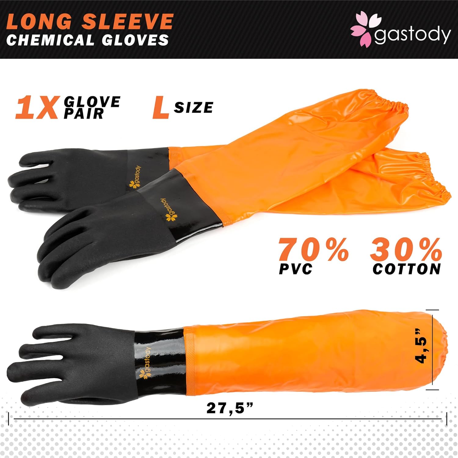 Extra-Long PVC Chemical Gloves Size Flex Bundle - Large & XL