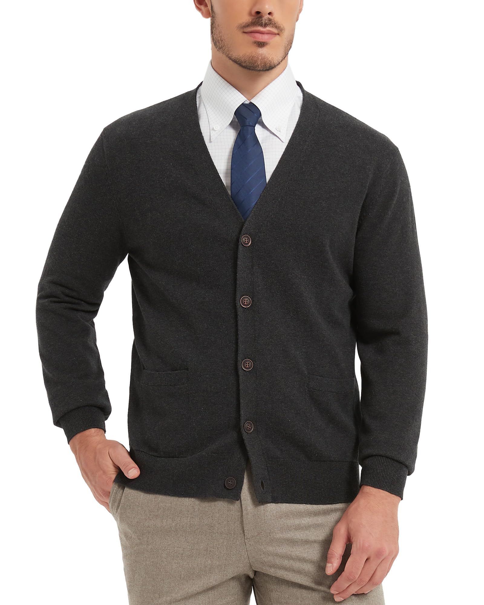 Kallspin Men’s Pure Cotton Cardigan