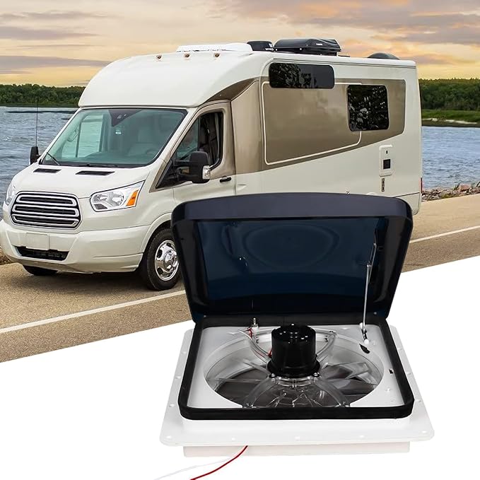 ALAVENTE RV Roof Vent 3Speed Manual RV Vent Fan, 14" Smoke