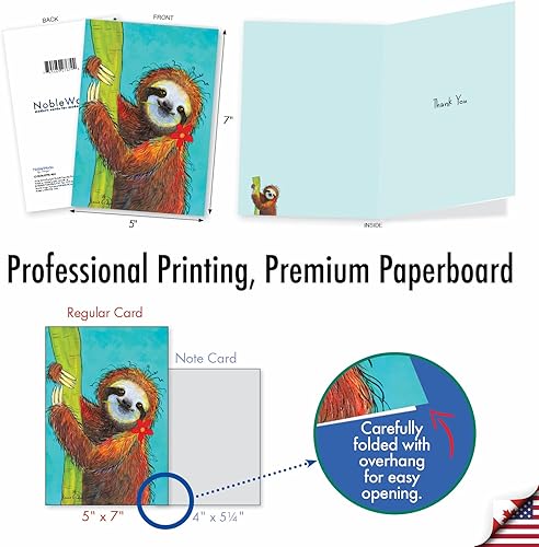 Miniatura 3 de NobleWorks - Tarjeta de felicitación de agradecimiento con sobre de 5 x 7 pulgadas (1 tarjeta) Wiry Wildlife-Sloth C10324JTYG