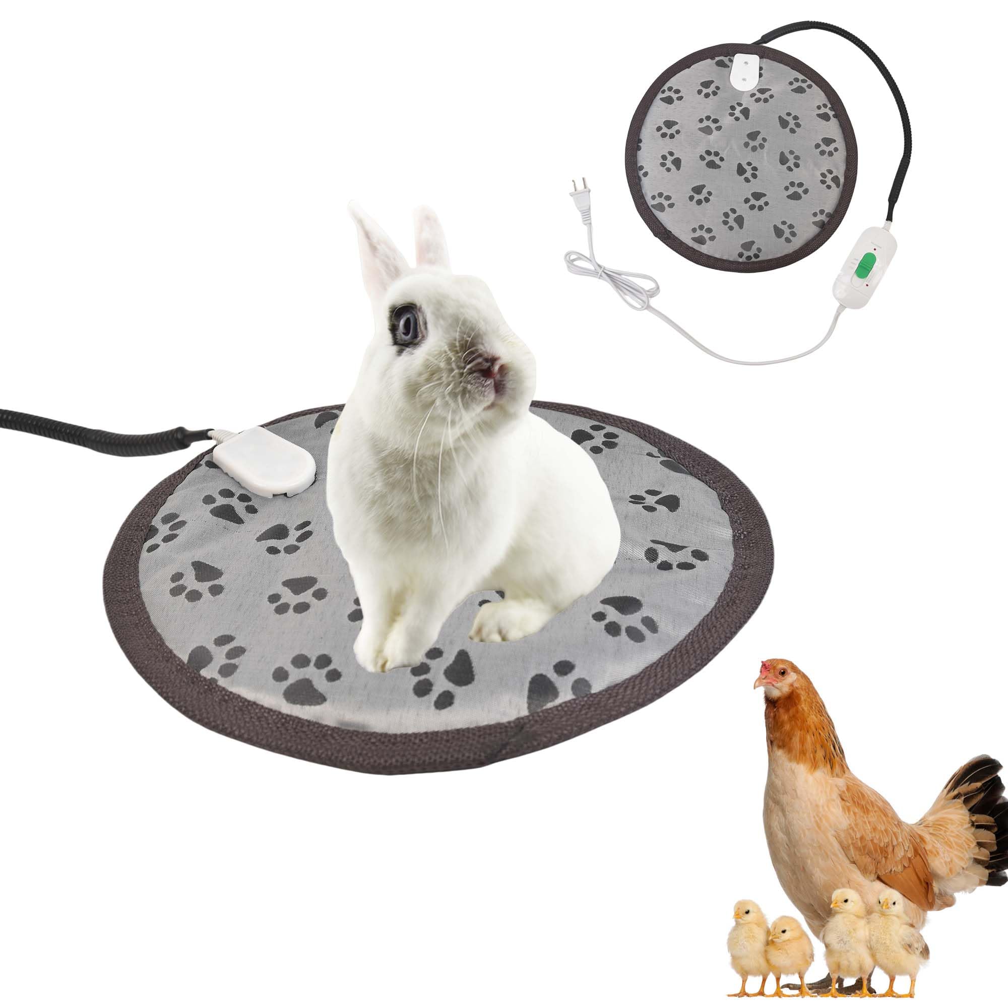 Rabbit Guinea Pig Heating Pad for Small Animal,Squirrel Hedgehog Chinchilla Bed Mat,Fire Retardant Chicks Chicken Heated Bed with Chew Resistant Steel Cord (Black, Dia 12inch)