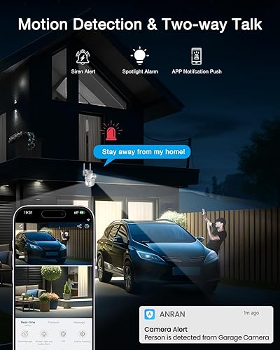 Miniatura 7 de ANRAN Cámara de seguridad solar de doble lente, cámara inalámbrica de 3MP para exteriores para seguridad del hogar, 100% sin cables con panel solar