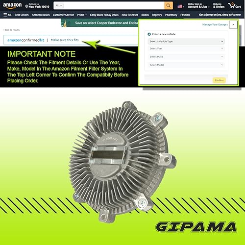 Miniatura 4 de Embrague de ventilador de refrigeración del radiador 6601 para Nissan Frontier 05-19, NV1500NV2500NV3500 12-19, Pathfinder 05-12, Xterra 05-15, para