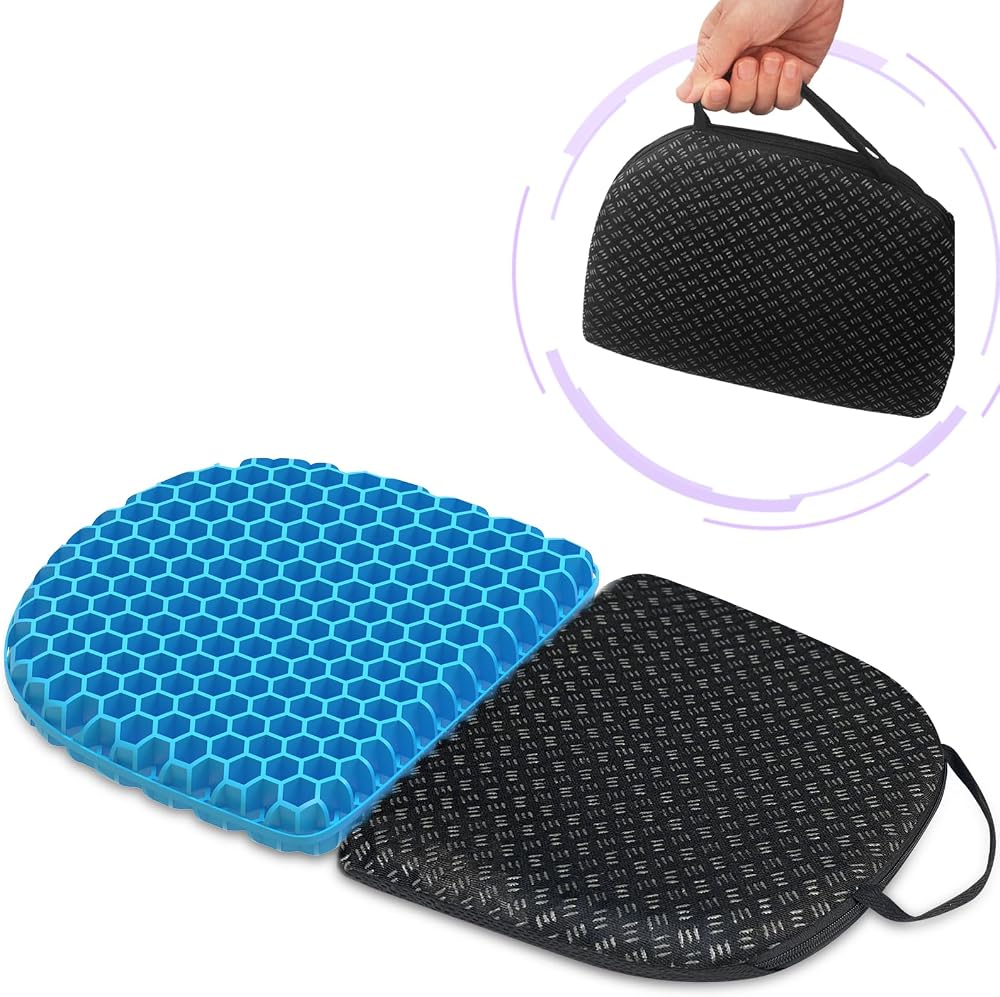 Small Foldable Seat Cushion 14x9.6x0.9 Inches, Portable Gel Seat Cushion