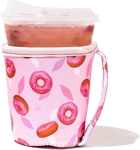 GoCuff Funda aislante reutilizable para taza de café caliente y helado con asa para bebidas, refrescos, latte, té y neopreno (sin fondo, M, floral GoCuff Funda aislante reutilizable para taza de café caliente y helado con asa para bebidas, refrescos, latte, té y neopreno (sin fondo, M, floral