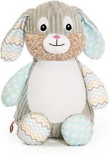 Blue Baby Stat Bunny Mint Embroidery Personalized Stuffed Animals, Birth stat stuffed animals, baby arrival gift, Baby shower gift