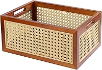 Vista 10 de ANMINY 3 contenedores de madera de bambú para almacenamiento, cajas de madera natural para almacenamiento, cesta de madera decorativa con asas
