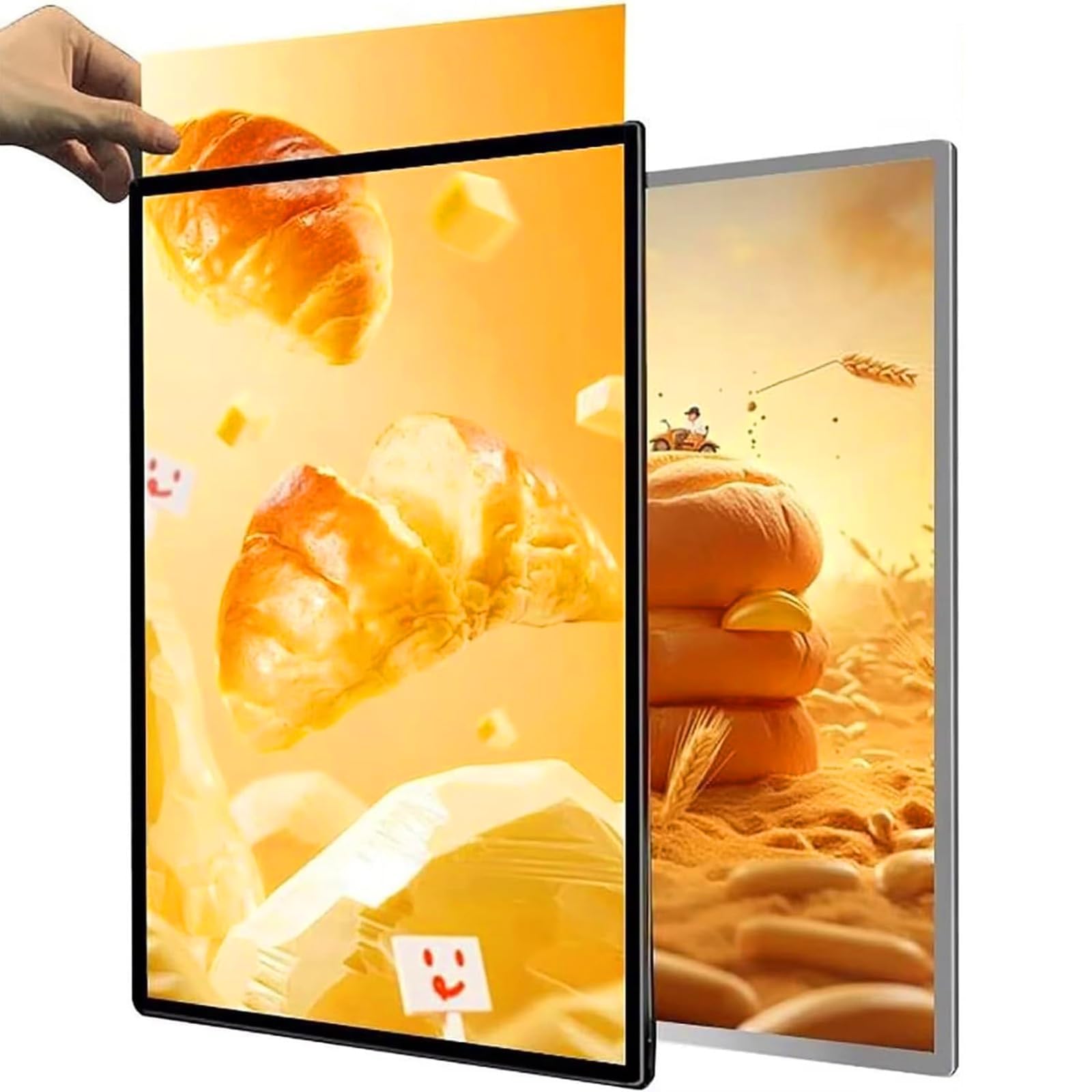 Caja de luz LED, marco de exhibición publicitaria montado en la pared - Tablero de menú iluminado de vidrio templado ultradelgado para restaurantes, bares, tiendas, cafeterías black A3