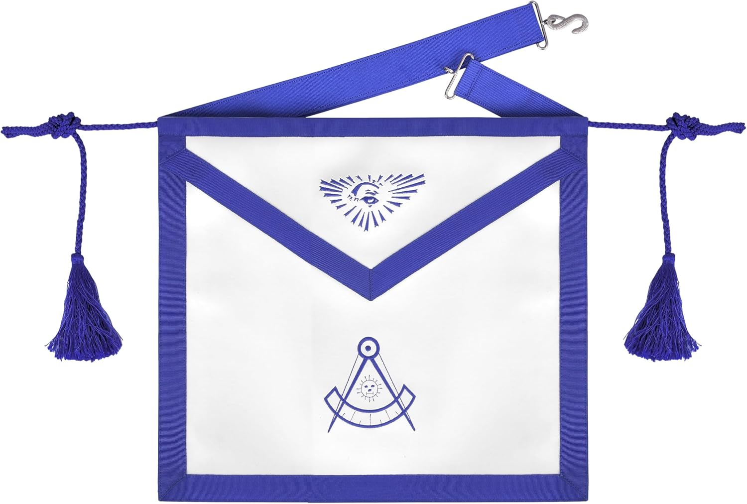 BRICKS MASONS Past Master Blue Lodge Apron - Blue Ribbon With Tassels