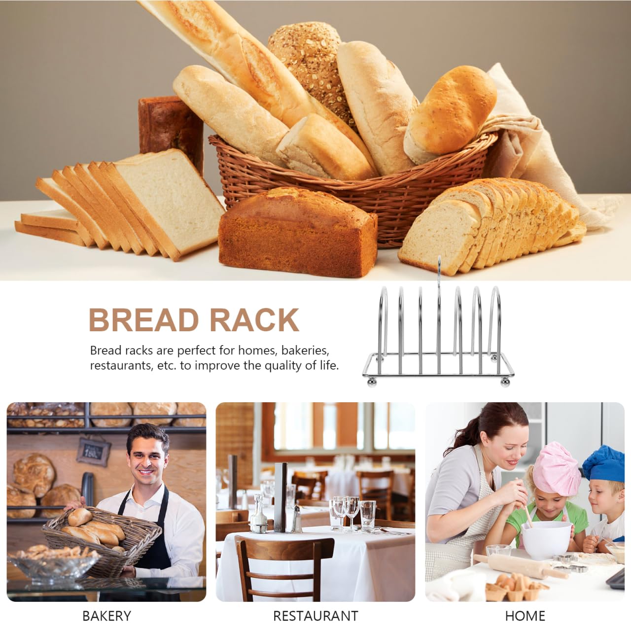 UPKOCH Edelstahl Toastständer Für 6 Scheiben Toasthalter Mit Ergonomischem Griff Küchenbrot Halter 14.5X8X7.8 cm Spülmaschinenfest Für Haushalt Und Küche