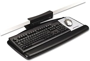 3M Knob Adjust Keyboard Tray, Tool-Free Installation, Height and Tilt Adjustable Ergonomic Keyboard and Mouse Platform, 17" Track (AKT65LE) [OB]