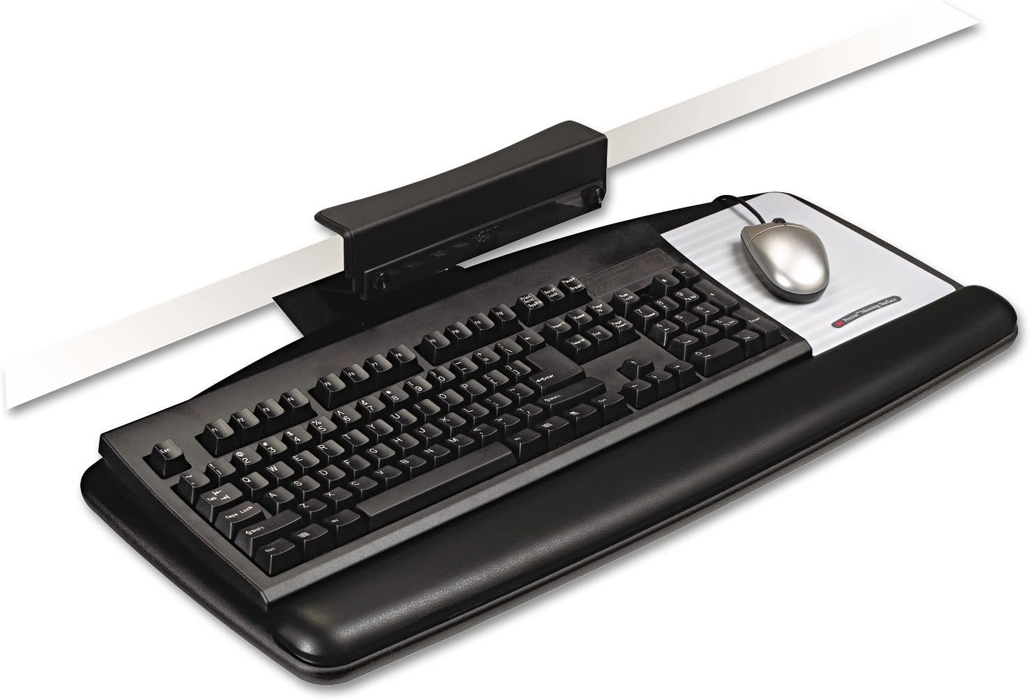 3M Knob Adjust Keyboard Tray, Tool-Free Installation, Standard Platform, Gel Wrist Rest, Precise Mouse Pad, Black (AKT65LE)