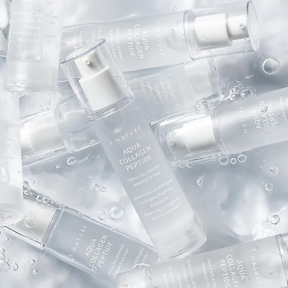 S.NATURE Aqua Collagen Peptide Triple Gel Essence, Firming & Hydrating Face Essence, Plumping and Calming Gel Serum with 8 Hyaluronic Acids, Adenosine, Oil-Free Korean Skincare