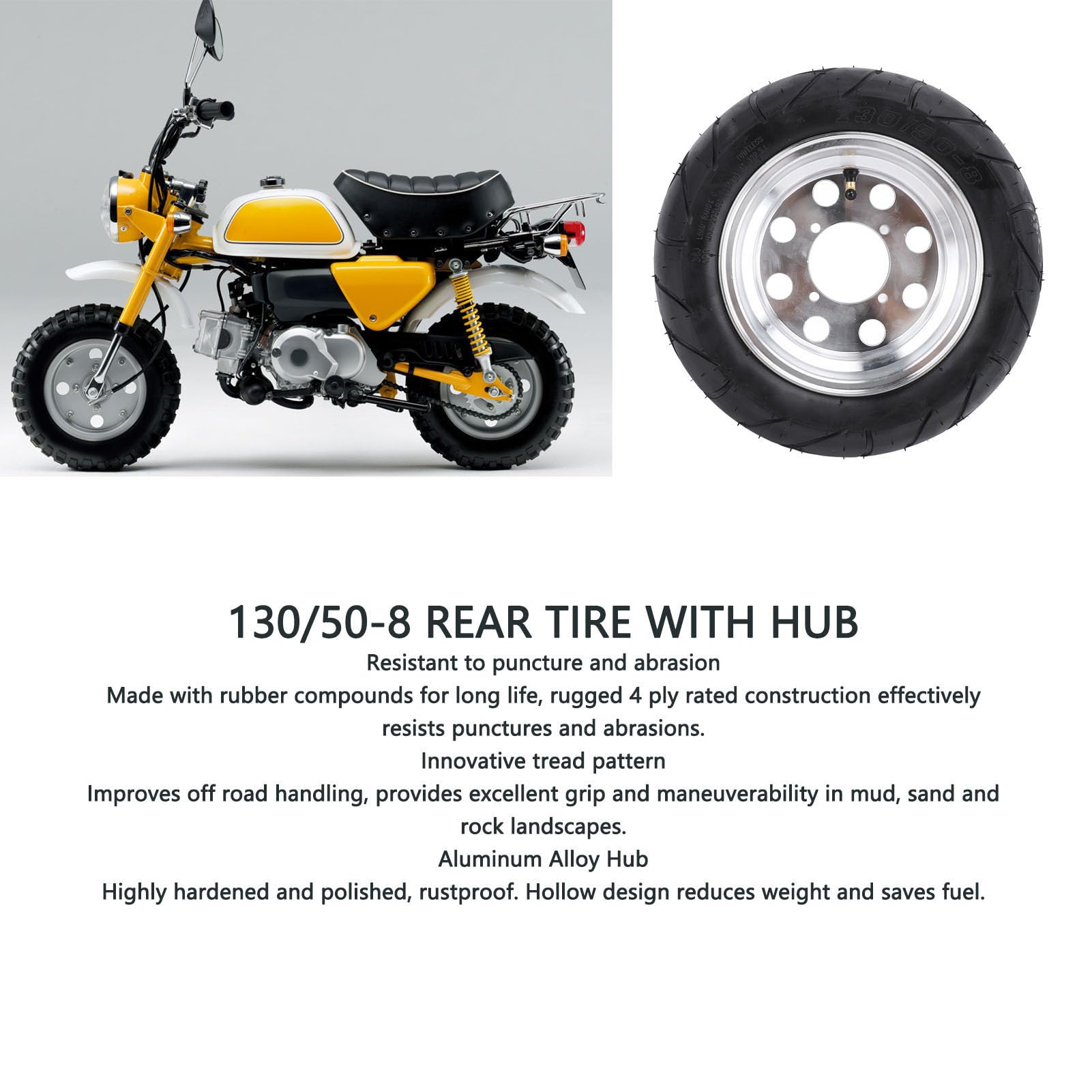 Opona Motocyklowa, Tylna Opona 130/50-8 z Pachnące Tylne Koła Opona Próżniowa na Motocyklach Małpy Z50R