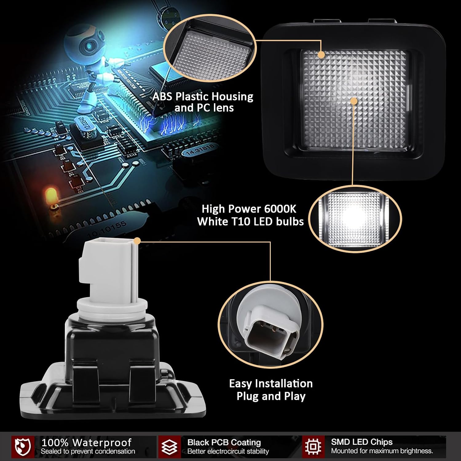 LED License Plate Light Tag Lamp Clear Lens for 2015-2022 Ford F150 Raptor