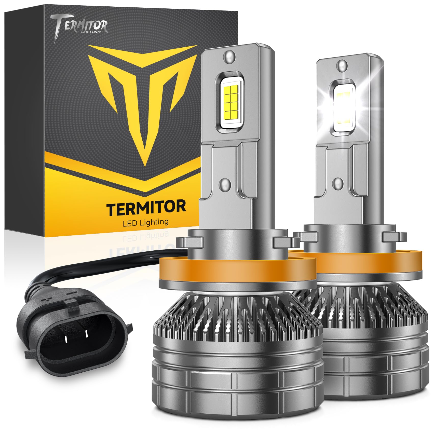 Termitor headlight housing Bulbs,150000lm 15X brighter,6500K Cool White,Pack of 2