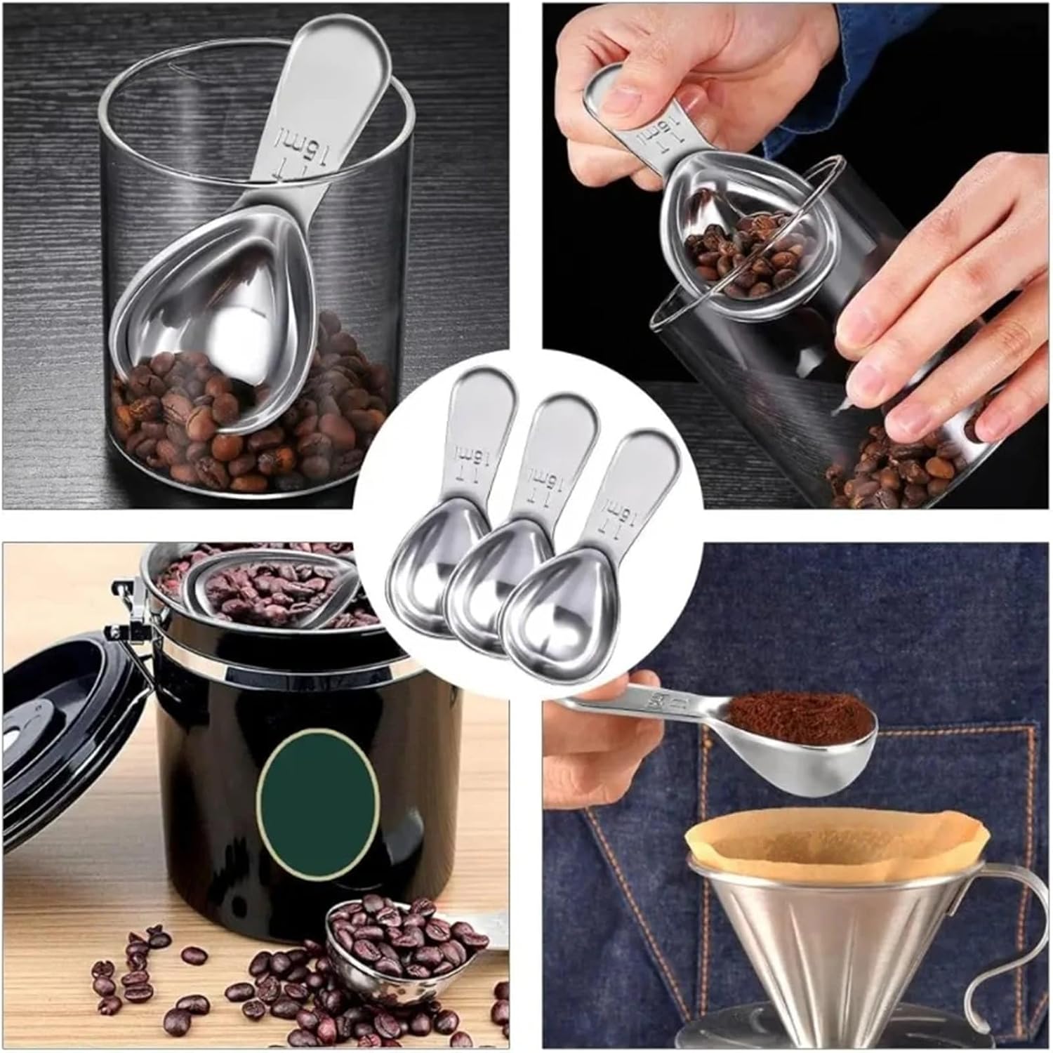Coffee Scoop 15pcs Stainless Steel Coffee Measuring Spoon Short-handled Tea and Bean Milk Powder Baking Tool for Exact Measuring(30ml)