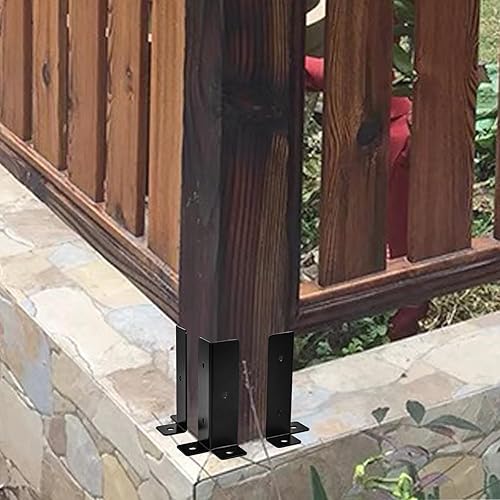 Miniatura 5 de TCHOSUZ Juego de 4 soportes de base ajustables, juego de 4 soportes de anclaje negros reversibles resistentes para buzón de barandilla de 1.5 x 1.5,