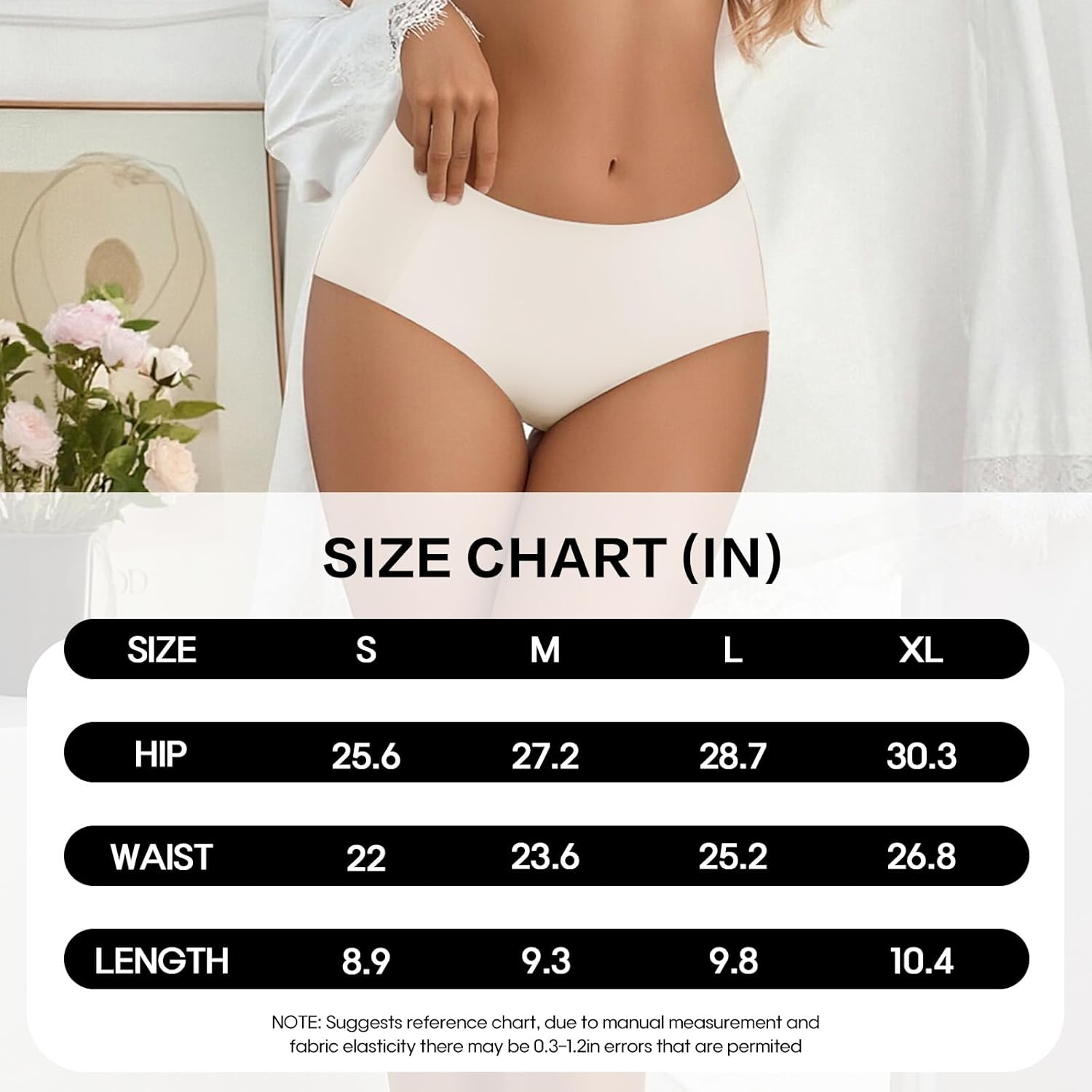 Seamless Mid Waisted Underwear for Women, Full Coverage No Show Briefs, Soft Stretch Panties - Image 7