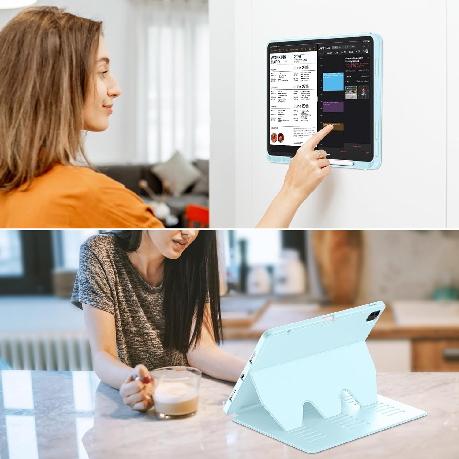 VIKESI Case for iPad Air 13 inch (M4) 2026 / (M3) 2025 / (M2) 2024,Multiple Angles Magnetic Stand Cover,Shockproof Soft Back,Pencil Holder,and Auto Sleep/Wake,LCE Blue