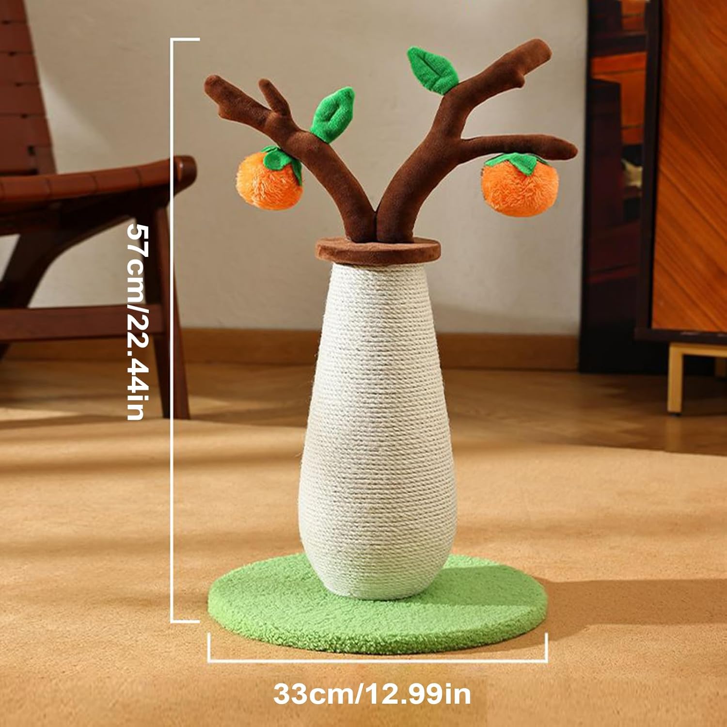 猫用爪とぎポスト | 56センチの柿の木風デザイン 猫のストレス解消に最適 - 室内室外アパート向け装飾性ストレス解消 クライミング